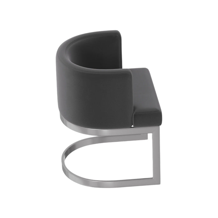 Upholstered Fabric Wing Back Dining Side Chair - Gray / Silver