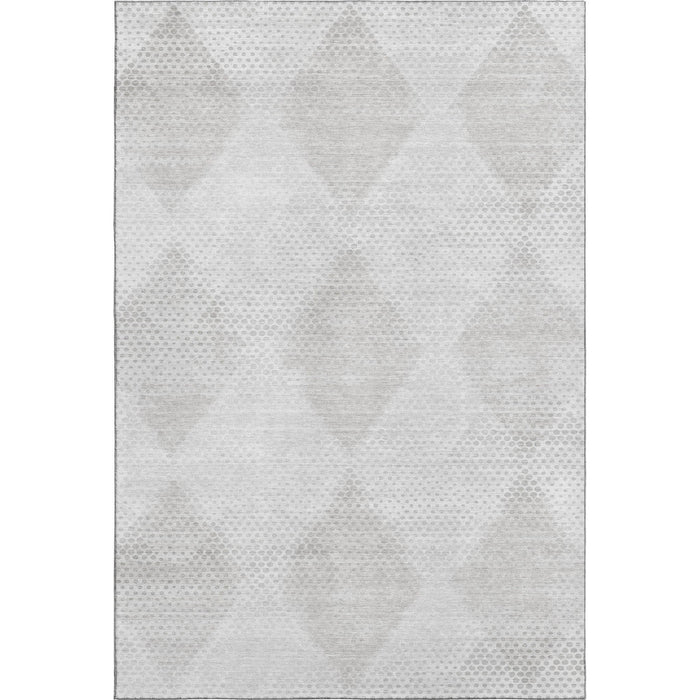 10' X 14' Geometric Washable Area Rug With UV Protection (648196) - Ivory / Silver