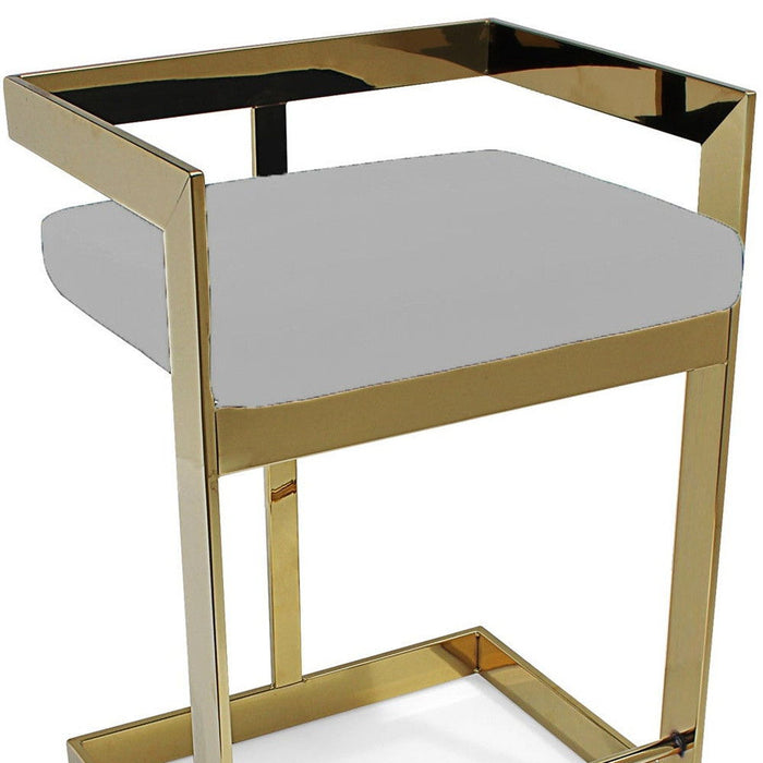 Velvet Metal Low Back Bar Height Bar Chair - Gray / Gold