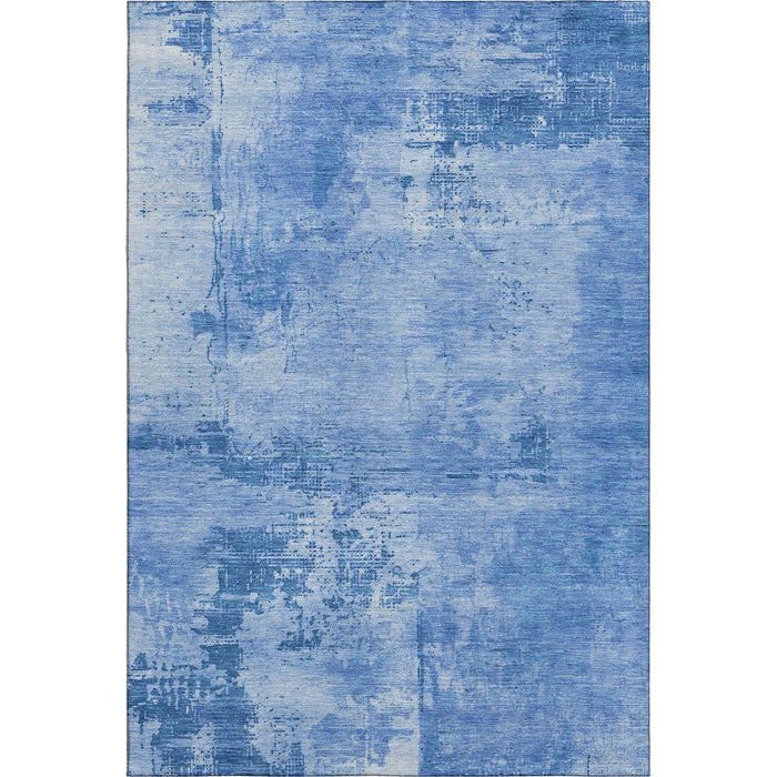 10' X 14' Abstract Washable Area Rug With UV Protection (683213) - Navy Blue / Sky Blue