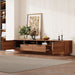 Giga TV stand with deep drawers, cable management, and soft closing hinges, showcasing a modern entertainment center design.