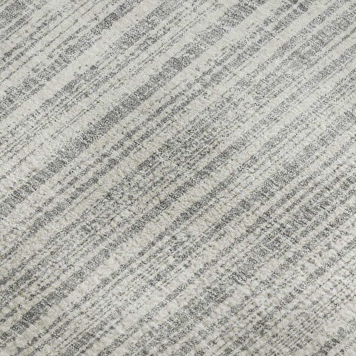 8' X 10' Striped Washable Area Rug With UV Protection - Gray And Silver