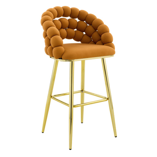 Set of two Giga bubble ball chain tufted bar chairs with cushioned seats and modern design for kitchen island or home bar.