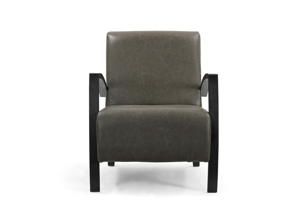 Top Grain Leather Arm Chair - Dark Gray And Black