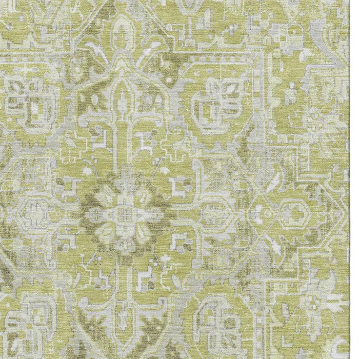 10' X 14' Oriental Washable Area Rug With UV Protection (649696) - Fern Green / Ivory
