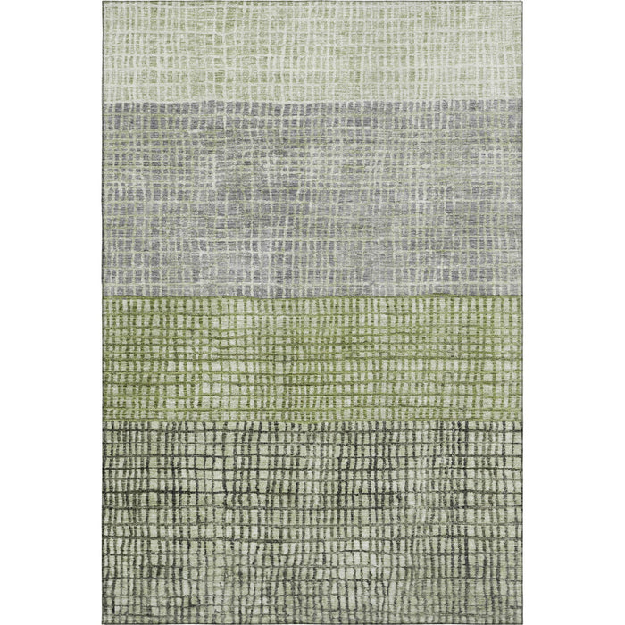 10' X 14' Geometric Washable Area Rug With UV Protection (704999) - Artichoke Green / Ivory / Gray