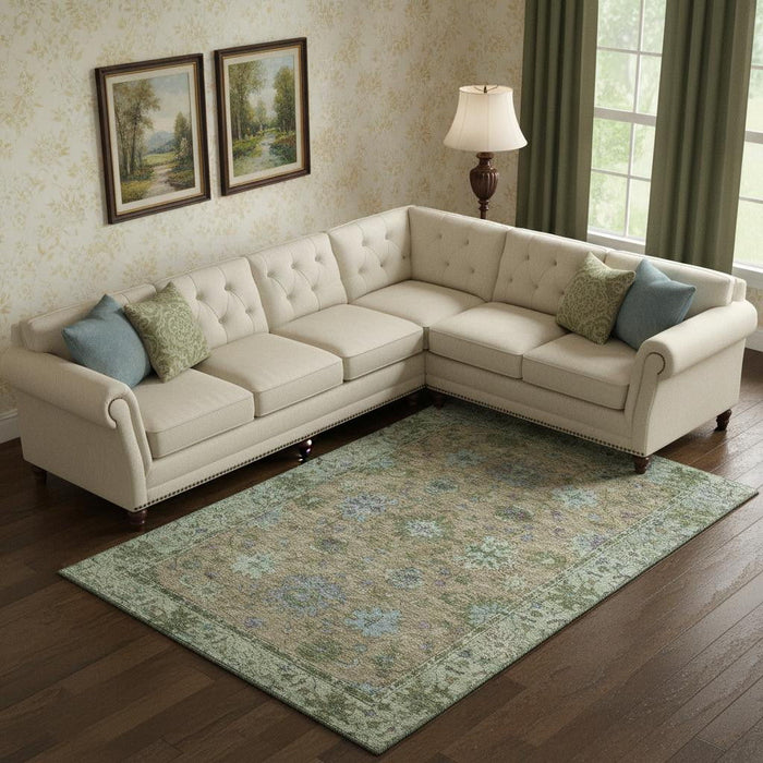 10' X 14' Oriental Washable Area Rug With UV Protection (716569) - Brown / Lavender