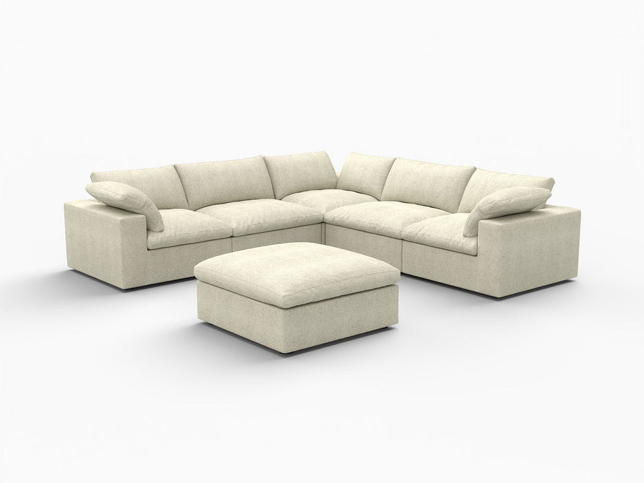 Blend Modular L Shaped Six Piece Sofa Chaise Sectional - Khaki