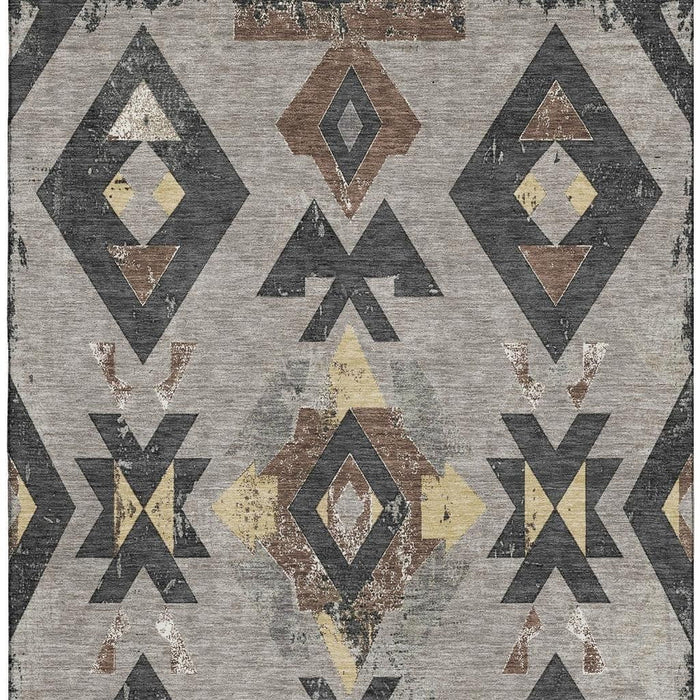 10' X 14' Southwestern Washable Area Rug With UV Protection (706775) - Taupe / Charcoal