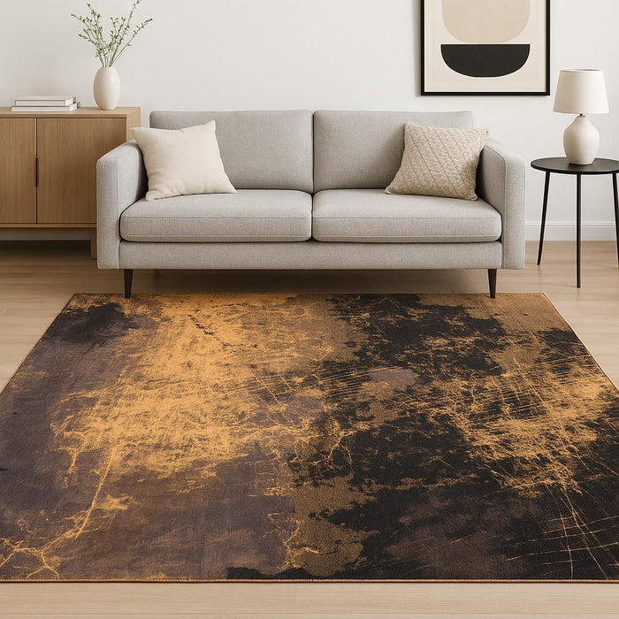 6' X 8' Abstract Washable Area Rug (548438) - Yellow / Brown
