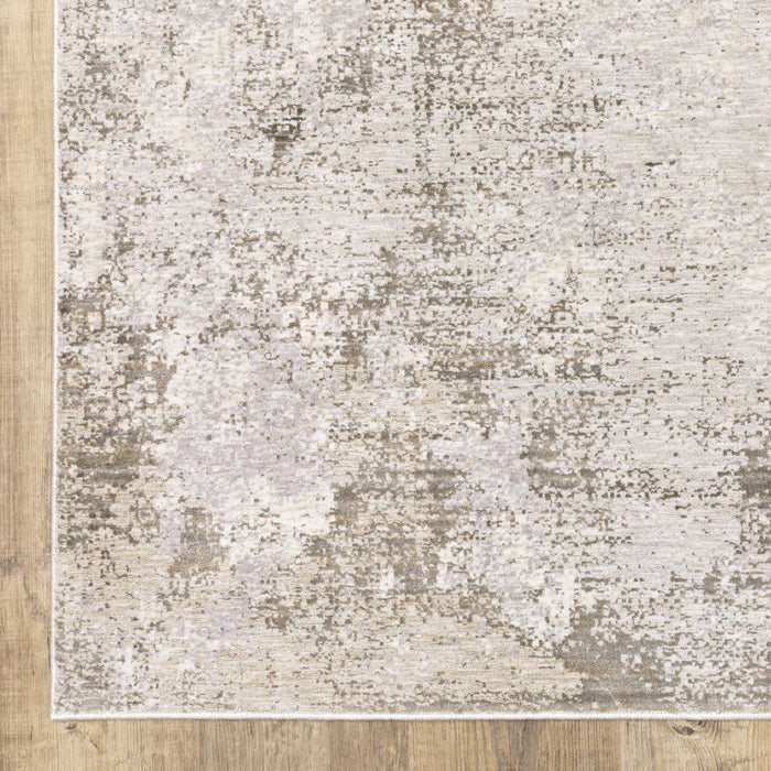 8' x 11' Abstract Power Loom Stain Resistant Area Rug - Beige Ivory Tan Gray And Brown