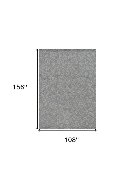 9' x 13' Hand Tufted Space Dyed Floral Ogee Indoor Area Rug - Gray