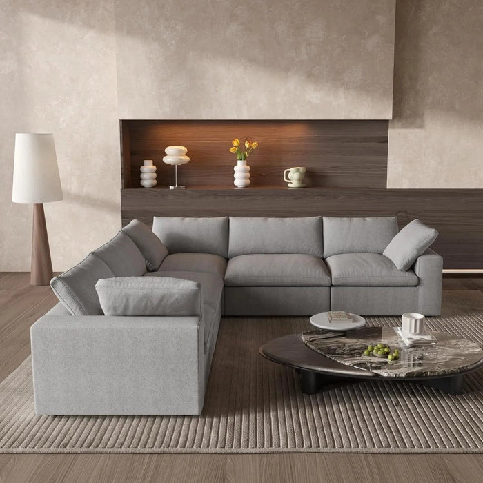 Blend Modular L Shaped Five Piece Corner Sectional - Light Gray