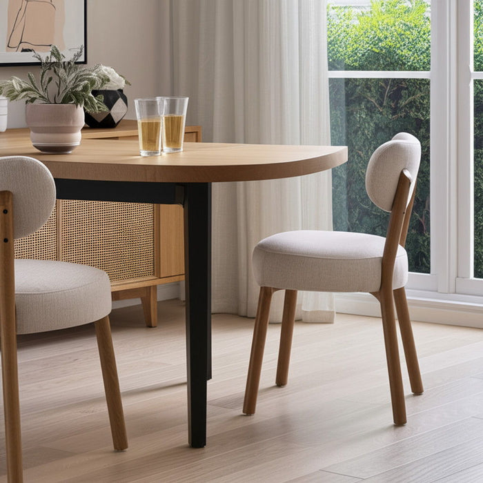 Upholstered Fabric Open Back Dining Side Chair - Beige