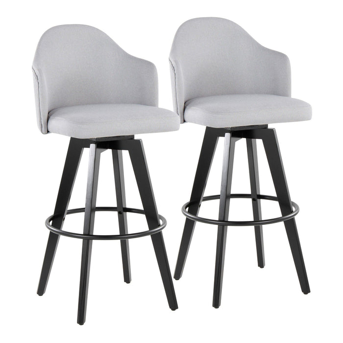 Ahoy - Upholstered Fixed-Height Barstool (Set of 2) - Black Base, Black Footrest