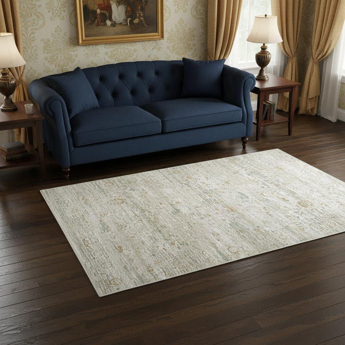 5' X 7' Tribal Washable Area Rug With UV Protection (609917) - Gray / Green / Brown