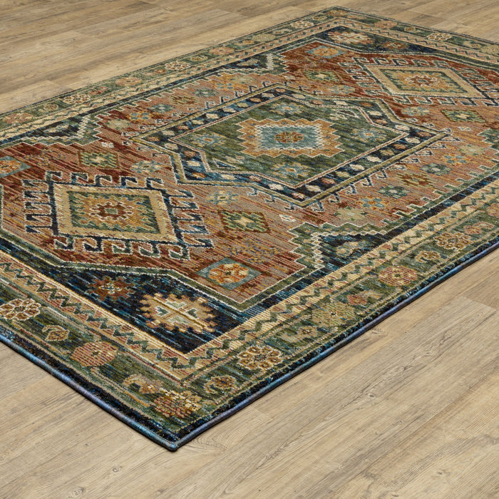 10' X 13' Tribal Area Rug (576330) - Blue / Brown / Green