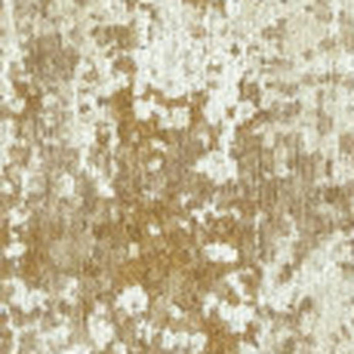 8' Abstract Washable Round Rug With UV Protection (610027) - Gold / Beige