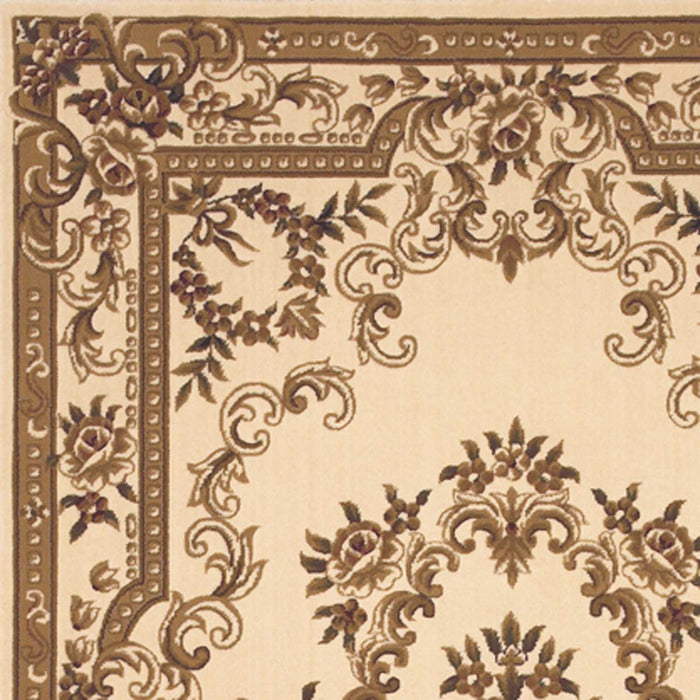8' x 11' Machine Woven Hand Carved Floral Medallion Indoor Area Rug - Ivory