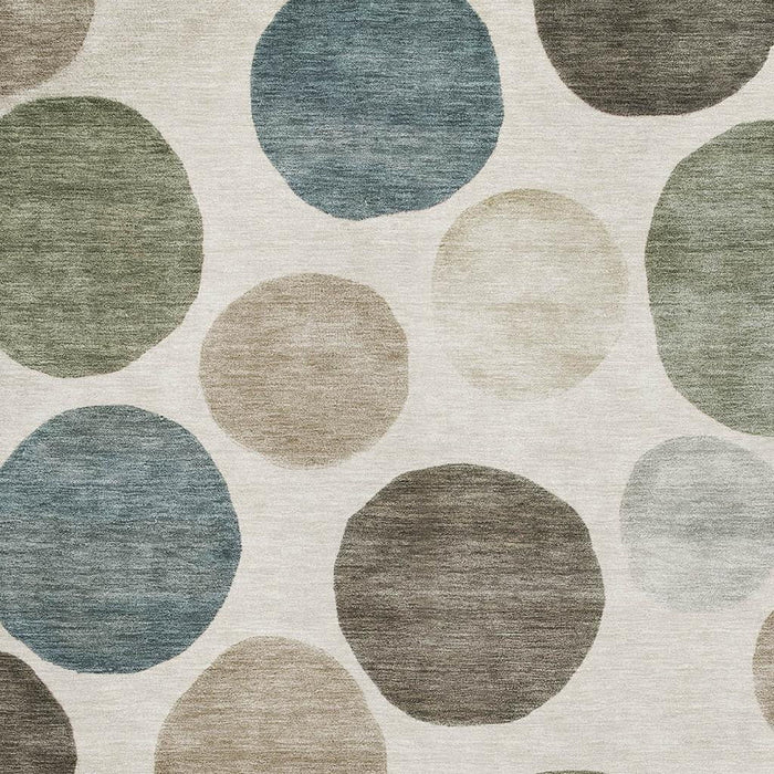 10' X 14' Geometric Washable Area Rug With UV Protection (716827) - Ivory / Teal