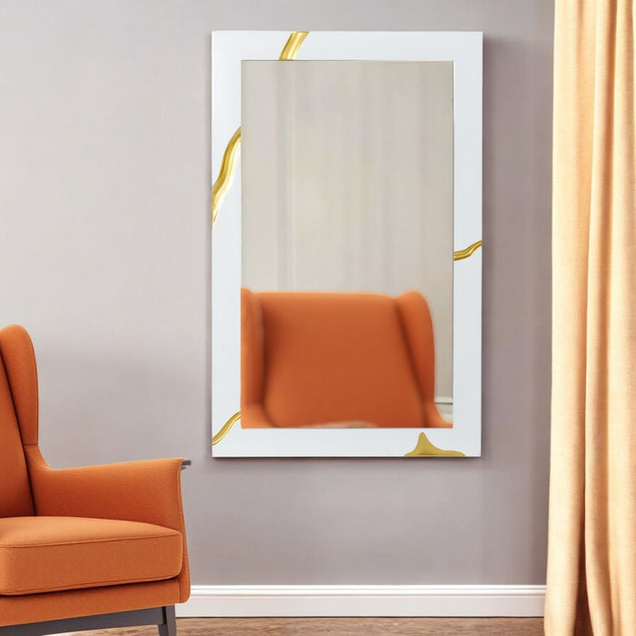 35" Framed Accent Mirror - Gold / White