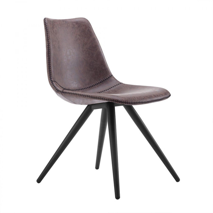 Upholstered Faux Leather Dining Room Side Chairs (Set of 2) - Brown