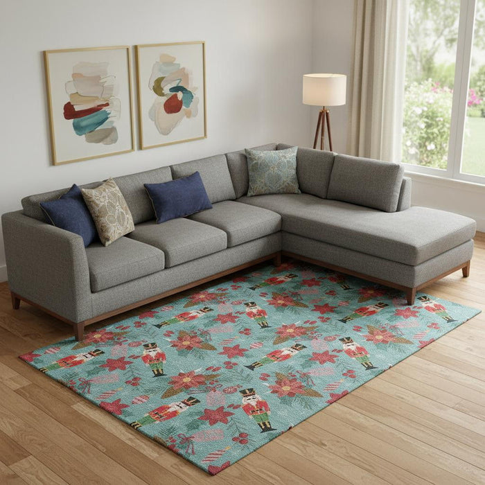 10' X 14' Abstract Geometric Washable Area Rug With UV Protection (702050) - Teal / Red / Black