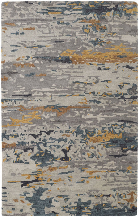 9' x 12' Wool Abstract Tufted Handmade Stain Resistant Area Rug - Gray Yellow And Blue