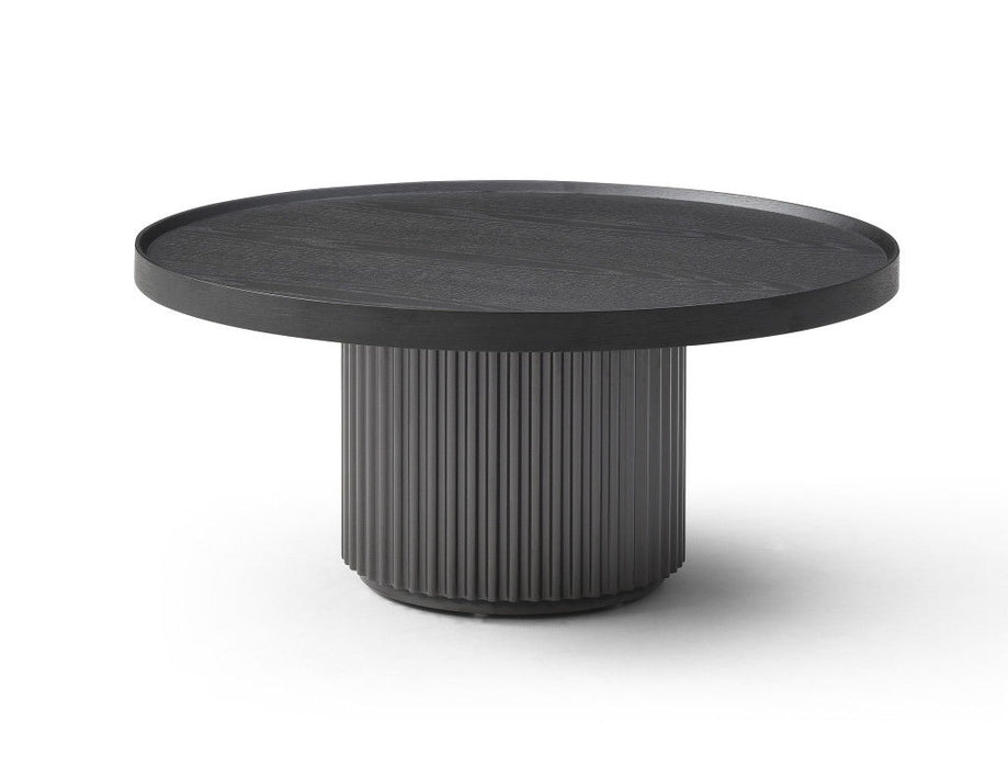 Solid Wood Round Pedestal Coffee Table - Dark Gray