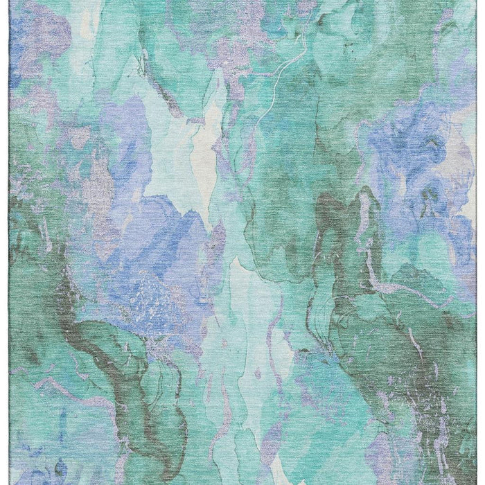 10' X 14' Abstract Washable Area Rug With UV Protection (701347) - Teal / Lavender / Ivory