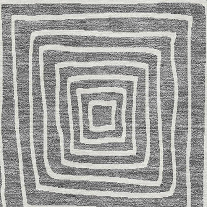 10' X 14' Geometric Washable Area Rug With UV Protection (681887) - Charcoal / Ivory