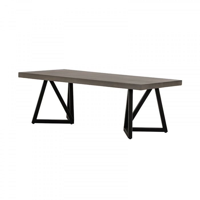 Modern Concrete Metal Coffee Table - Dark Gray And Black