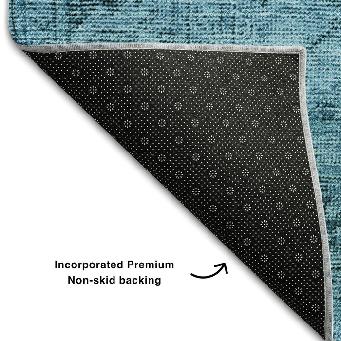 10' X 14' Oriental Washable Area Rug With UV Protection (654874) - Blue / Gray