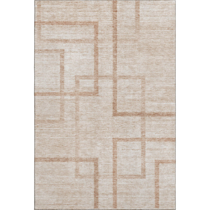 10' X 14' Geometric Washable Area Rug With UV Protection - Coral And Rust