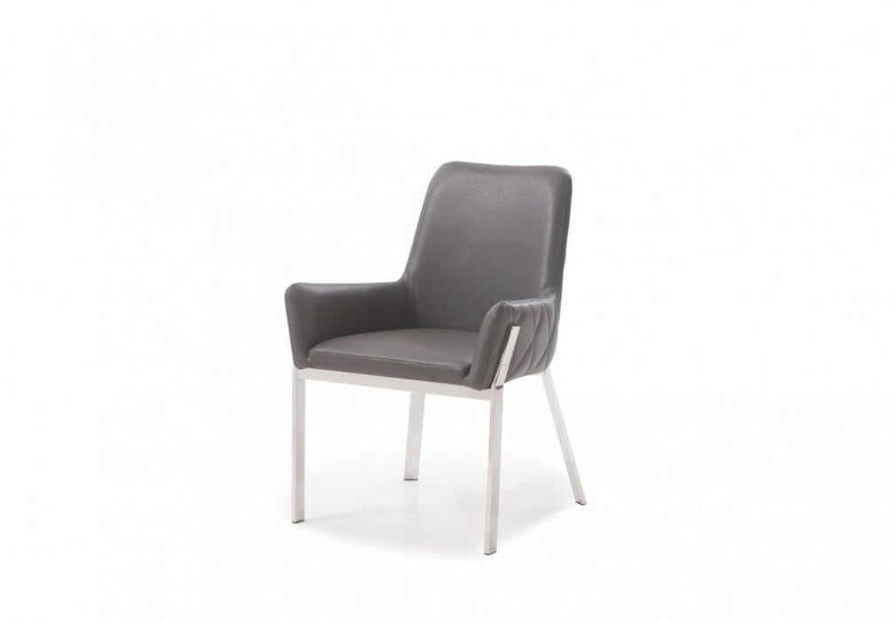 Upholstered Faux Leather Dining Room Arm Chair - Gray