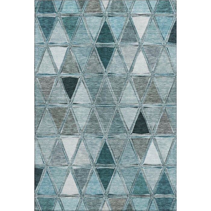 10' X 14' Geometric Washable Area Rug With UV Protection (657653) - Teal / Gray / Ivory