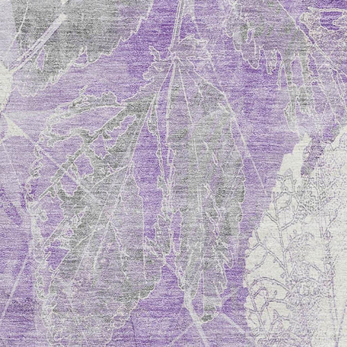 10' X 14' Floral Washable Area Rug With UV Protection (705743) - Lavender / Ivory