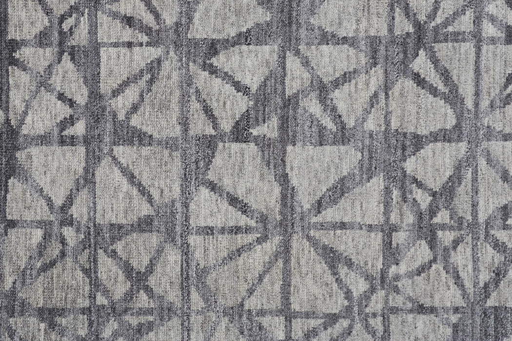 8' X 10' Wool Geometric Hand Knotted Area Rug (744227) - Gray / Black