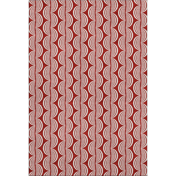 10' X 14' Ogee Washable Area Rug With UV Protection (682757) - Red / Ivory