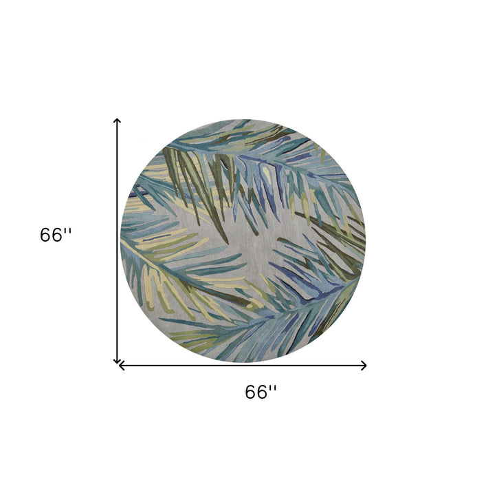6' Round Wool Hand Tufted Area Rug - Blue And Gray