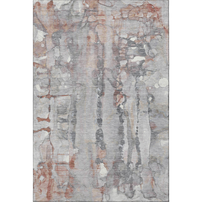 10' X 14' Abstract Washable Area Rug With UV Protection (718502) - Copper / Gray