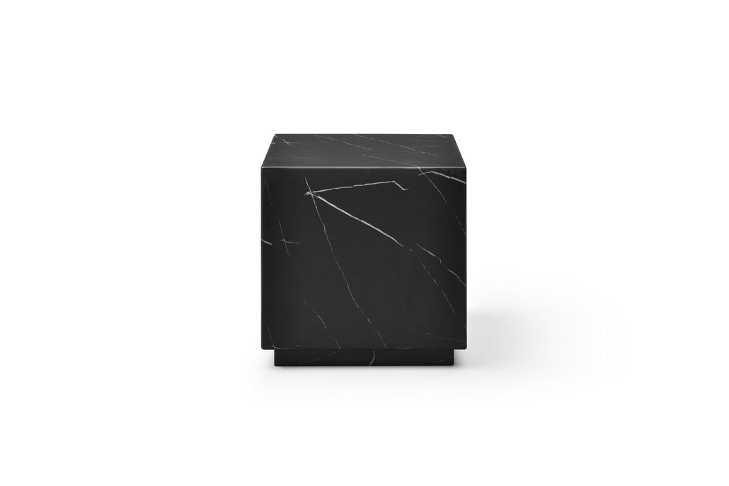 Marble Square Block End Table - Black
