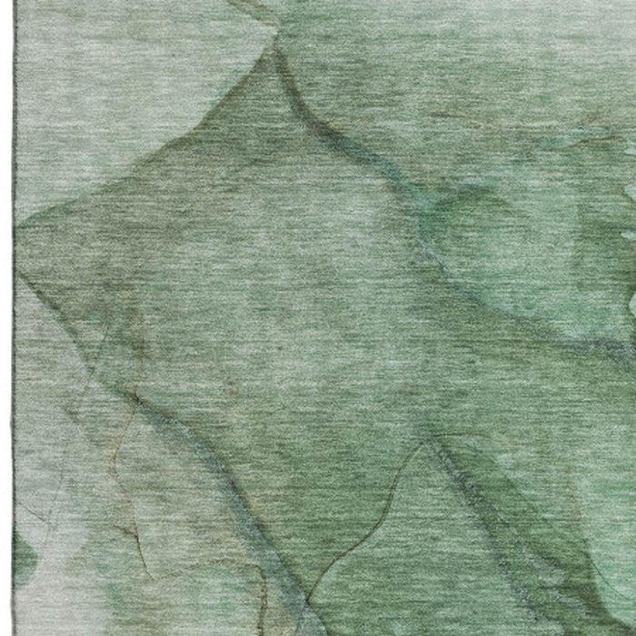 10' X 14' Abstract Washable Area Rug With UV Protection (651100) - Green / Ivory