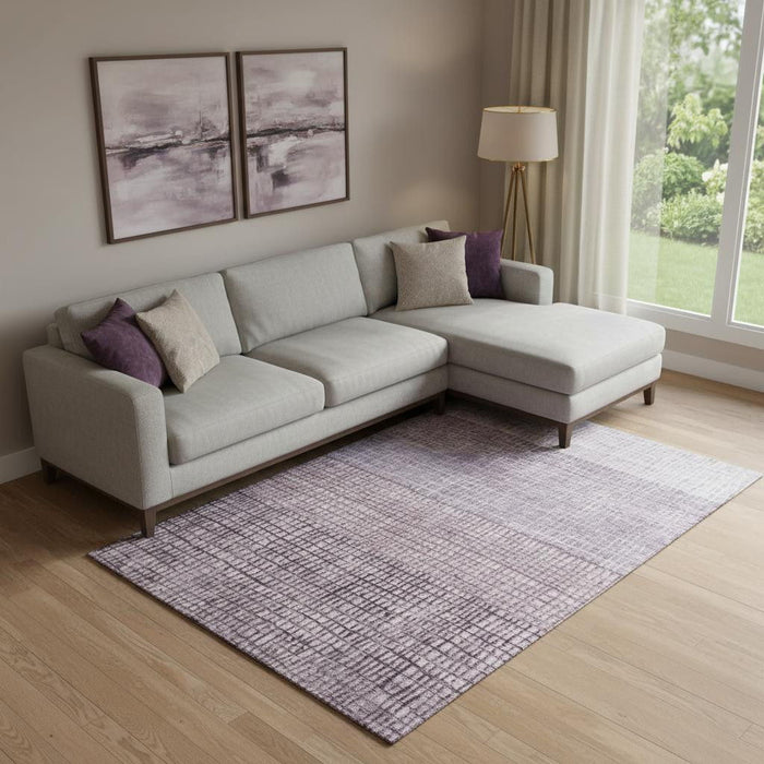 10' X 14' Geometric Washable Area Rug With UV Protection (705047) - Purple / Ivory