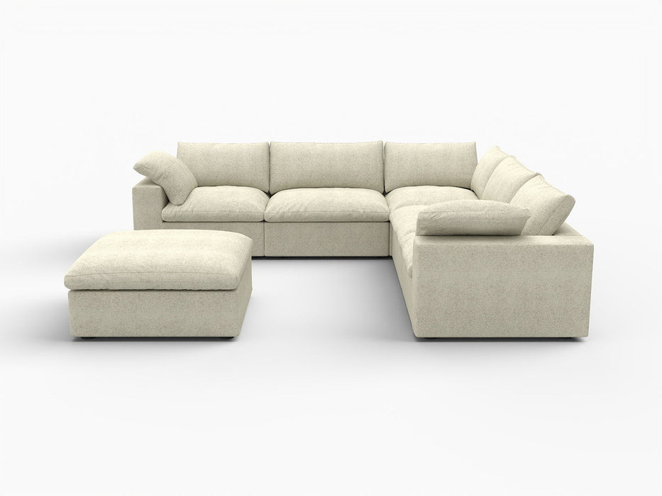 Blend Modular L Shaped Six Piece Sofa Chaise Sectional - Khaki