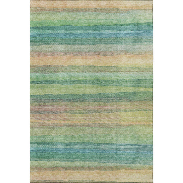 10' X 14' Striped Washable Area Rug With UV Protection (717572) - Sage / Peach