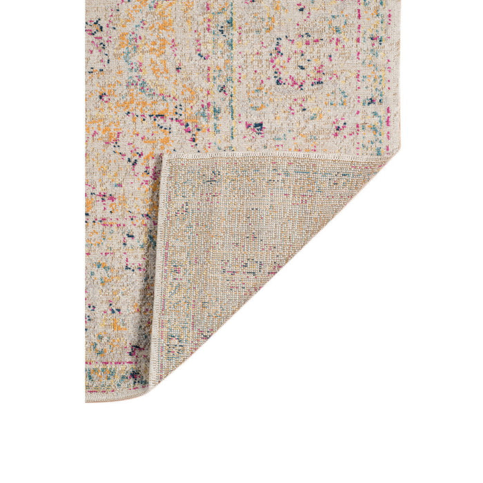 9' x 12' Oriental Power Loom Worn Faded Area Rug - Ivory Navy And Yellow