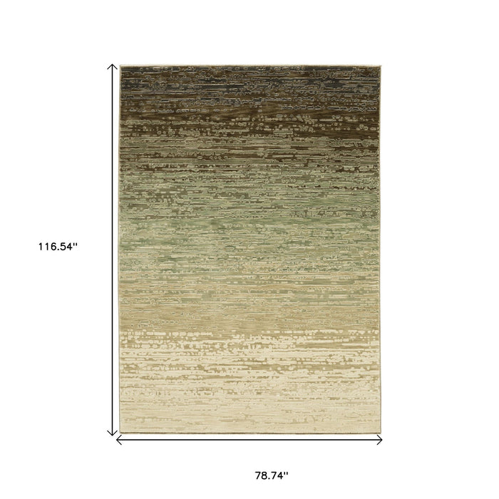 7' X 10' Abstract Area Rug - Brown And Green