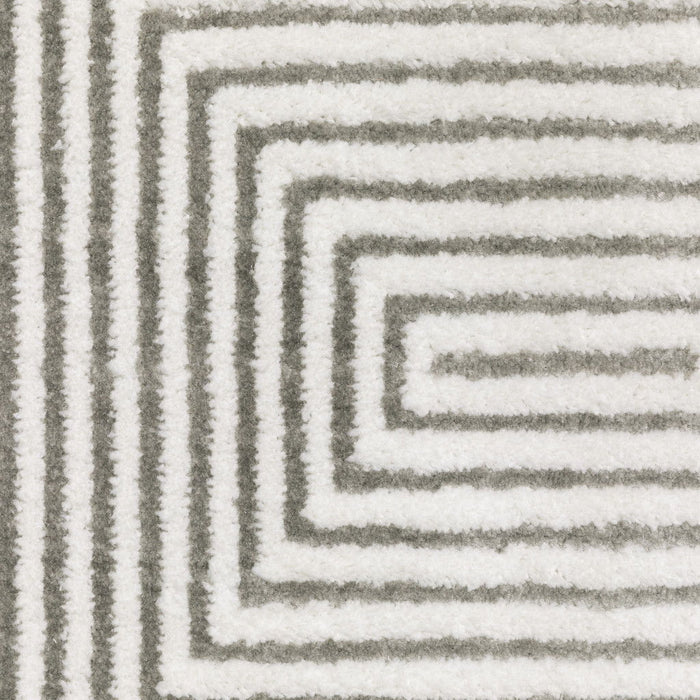 10' x 13' Geometric Power Loom Stain Resistant Area Rug - Gray And White