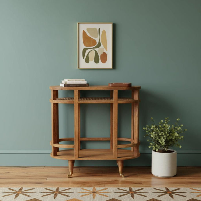 Solid Wood Solid Console Table With Shelf With Two Drawers (719162) - Brown